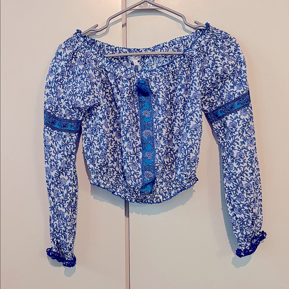 Poupette St Barth NWT Nana Top in Blue Mistral, Size XS 100% cotton - Picture 2 of 9